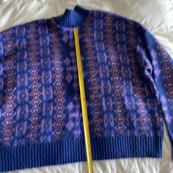 LANE BRYANT UEC Size 14/16 Long-Sleeve Mock-Neck Jacquard Cropped Sweater Blue - Picture 11 of 13